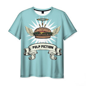 Мужская футболка 3D с принтом Четвертьфунтовый чизбургер в Санкт-Петербурге, 100% полиэфир | прямой крой, круглый вырез горловины, длина до линии бедер | big kahuna | pulp fiction | винсент вега | гамбургер | джулс виннфилд | криминальное чтиво