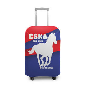 Чехол для чемодана 3D с принтом CSKA est. 1911 в Санкт-Петербурге, 86% полиэфир, 14% спандекс | двустороннее нанесение принта, прорези для ручек и колес | армейцы | болельщик | кони | красно синие | фанат | футбол | футболист | цска