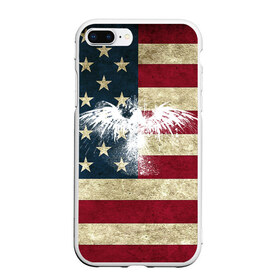 Чехол для iPhone 7Plus/8 Plus матовый с принтом Флаг США с белым орлом в Санкт-Петербурге, Силикон | Область печати: задняя сторона чехла, без боковых панелей | usa | америка | американец | америки | звездно полосатый | необычный | нью йорк | орел | соединенные | сша | флаг | штаты | янки