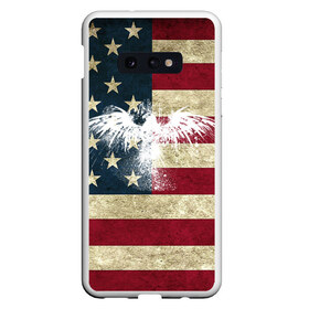 Чехол для Samsung S10E с принтом Флаг США с белым орлом в Санкт-Петербурге, Силикон | Область печати: задняя сторона чехла, без боковых панелей | usa | америка | американец | америки | звездно полосатый | необычный | нью йорк | орел | соединенные | сша | флаг | штаты | янки