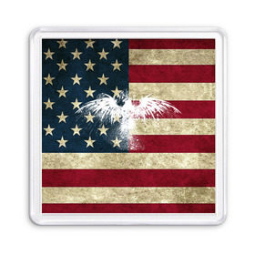 Магнит 55*55 с принтом Флаг США с белым орлом в Санкт-Петербурге, Пластик | Размер: 65*65 мм; Размер печати: 55*55 мм | usa | америка | американец | америки | звездно полосатый | необычный | нью йорк | орел | соединенные | сша | флаг | штаты | янки