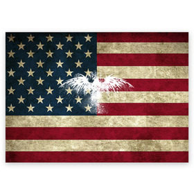 Поздравительная открытка с принтом Флаг США с белым орлом в Санкт-Петербурге, 100% бумага | плотность бумаги 280 г/м2, матовая, на обратной стороне линовка и место для марки
 | usa | америка | американец | америки | звездно полосатый | необычный | нью йорк | орел | соединенные | сша | флаг | штаты | янки
