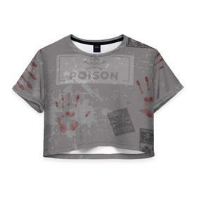 Женская футболка 3D укороченная с принтом Poison в Санкт-Петербурге, 100% полиэстер | круглая горловина, длина футболки до линии талии, рукава с отворотами | 