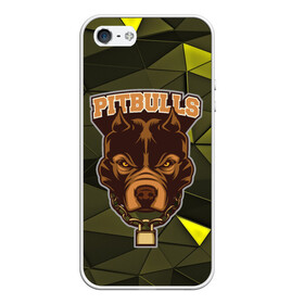 Чехол для iPhone 5/5S матовый с принтом Pitbulls в Санкт-Петербурге, Силикон | Область печати: задняя сторона чехла, без боковых панелей | dog | pitbulls | абстракция | геометрия | животные | собака | треугольники | цепь