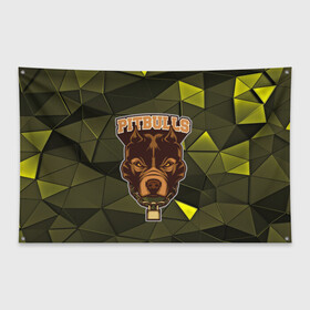 Флаг-баннер с принтом Pitbulls в Санкт-Петербурге, 100% полиэстер | размер 67 х 109 см, плотность ткани — 95 г/м2; по краям флага есть четыре люверса для крепления | dog | pitbulls | абстракция | геометрия | животные | собака | треугольники | цепь
