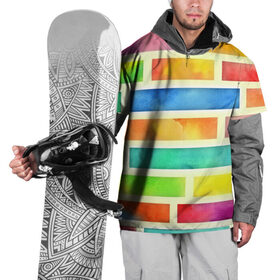 Накидка на куртку 3D с принтом Bricks Watercolor в Санкт-Петербурге, 100% полиэстер |  | 3d | watercolor | кирпичики | клетка | радуга | текстуры | цветные линии