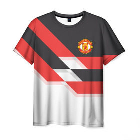 Мужская футболка 3D с принтом Manchester United - Stripe в Санкт-Петербурге, 100% полиэфир | прямой крой, круглый вырез горловины, длина до линии бедер | Тематика изображения на принте: manchester united | stripe | манчестер юнайтед | футбол