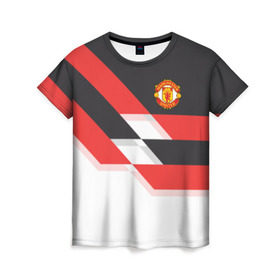 Женская футболка 3D с принтом Manchester United - Stripe в Санкт-Петербурге, 100% полиэфир ( синтетическое хлопкоподобное полотно) | прямой крой, круглый вырез горловины, длина до линии бедер | manchester united | stripe | манчестер юнайтед | футбол
