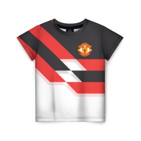 Детская футболка 3D с принтом Manchester United - Stripe в Санкт-Петербурге, 100% гипоаллергенный полиэфир | прямой крой, круглый вырез горловины, длина до линии бедер, чуть спущенное плечо, ткань немного тянется | manchester united | stripe | манчестер юнайтед | футбол
