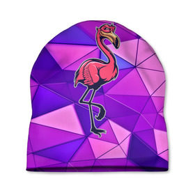 Шапка 3D с принтом Фламинго в Санкт-Петербурге, 100% полиэстер | универсальный размер, печать по всей поверхности изделия | bird | flyer | fowl | poultry | seabird | triangle | абстракция | животные | птицы | текстуры | тренд | треугольники | фламинго