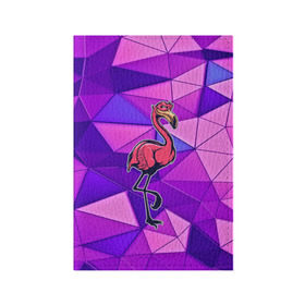Обложка для паспорта матовая кожа с принтом Фламинго в Санкт-Петербурге, натуральная матовая кожа | размер 19,3 х 13,7 см; прозрачные пластиковые крепления | bird | flyer | fowl | poultry | seabird | triangle | абстракция | животные | птицы | текстуры | тренд | треугольники | фламинго