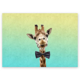 Поздравительная открытка с принтом Жираф и бабочка в Санкт-Петербурге, 100% бумага | плотность бумаги 280 г/м2, матовая, на обратной стороне линовка и место для марки
 | Тематика изображения на принте: жираф
