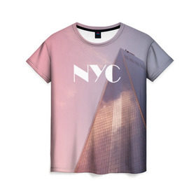 Женская футболка 3D с принтом New York в Санкт-Петербурге, 100% полиэфир ( синтетическое хлопкоподобное полотно) | прямой крой, круглый вырез горловины, длина до линии бедер | new york | ny | nyc | york | йорк | нью | нью йорк | ретро