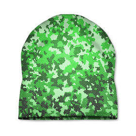 Шапка 3D с принтом Камуфляж зеленые соты в Санкт-Петербурге, 100% полиэстер | универсальный размер, печать по всей поверхности изделия | армия | болото | зеленка | зеленый | камок | камуфляж | лес | маскировка | мундир | натовка | охотник | пазл | прикольный | рыбак | солдат | яркий