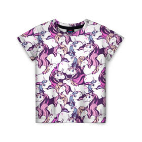 Детская футболка 3D с принтом unicorn в Санкт-Петербурге, 100% гипоаллергенный полиэфир | прямой крой, круглый вырез горловины, длина до линии бедер, чуть спущенное плечо, ткань немного тянется | horse | mlp | pony | unicorn | единорог | лошадь | пони