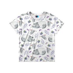 Детская футболка 3D с принтом Панда в Санкт-Петербурге, 100% гипоаллергенный полиэфир | прямой крой, круглый вырез горловины, длина до линии бедер, чуть спущенное плечо, ткань немного тянется | Тематика изображения на принте: дятел | медведь | мишка | панда | птичка | цветы | ягоды