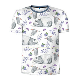 Мужская футболка 3D спортивная с принтом Панда в Санкт-Петербурге, 100% полиэстер с улучшенными характеристиками | приталенный силуэт, круглая горловина, широкие плечи, сужается к линии бедра | дятел | медведь | мишка | панда | птичка | цветы | ягоды
