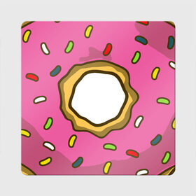 Магнит виниловый Квадрат с принтом Пончик в Санкт-Петербурге, полимерный материал с магнитным слоем | размер 9*9 см, закругленные углы | bart | homer | simpsons | барт | гомер | еда | мульт | мультфильм | пончик | симпсоны | спрингфилд