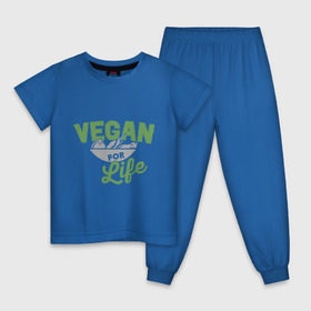 Детская пижама хлопок с принтом Vegan for Life в Санкт-Петербурге, 100% хлопок |  брюки и футболка прямого кроя, без карманов, на брюках мягкая резинка на поясе и по низу штанин
 | green | vegan | yoga | веган | вегетарианец | вегетарианство | витамины | здоровье | зеленый | зож | йога | овощи | фрукты