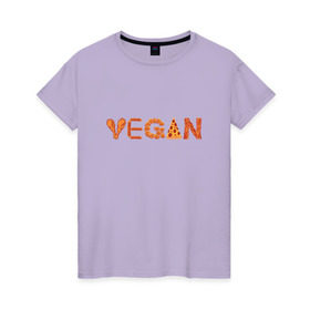 Женская футболка хлопок с принтом Vegan в Санкт-Петербурге, 100% хлопок | прямой крой, круглый вырез горловины, длина до линии бедер, слегка спущенное плечо | green | vegan | yoga | бекон | веган | вегетарианец | вегетарианство | витамины | здоровье | зеленый | зож | йога | овощи | фрукты