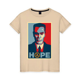 Женская футболка хлопок с принтом G-Man Hope в Санкт-Петербурге, 100% хлопок | прямой крой, круглый вырез горловины, длина до линии бедер, слегка спущенное плечо | g man | gman | half life | halflife | hl | г мэн | лайф | халва | халф | халфлайф