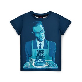 Детская футболка 3D с принтом G-Man в Санкт-Петербурге, 100% гипоаллергенный полиэфир | прямой крой, круглый вырез горловины, длина до линии бедер, чуть спущенное плечо, ткань немного тянется | Тематика изображения на принте: g man | half life | hl2