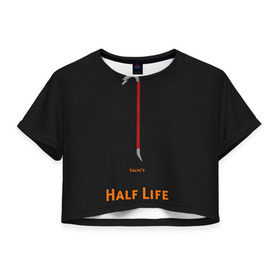 Женская футболка 3D укороченная с принтом Half-Life в Санкт-Петербурге, 100% полиэстер | круглая горловина, длина футболки до линии талии, рукава с отворотами | freeman | gordon | half | halflife | hl | life | гордон | лайф | фримен | халва | халф | халфлайф | халява