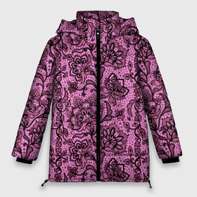 Женская зимняя куртка 3D с принтом Розовое кружево в Санкт-Петербурге, верх — 100% полиэстер; подкладка — 100% полиэстер; утеплитель — 100% полиэстер | длина ниже бедра, силуэт Оверсайз. Есть воротник-стойка, отстегивающийся капюшон и ветрозащитная планка. 

Боковые карманы с листочкой на кнопках и внутренний карман на молнии | bride | henparty | home party | princess | девичник | для влюбленных | для женщин | дом | замуж | кружевной | кружево | невеста | подружки
