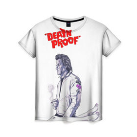 Женская футболка 3D с принтом Death proof в Санкт-Петербурге, 100% полиэфир ( синтетическое хлопкоподобное полотно) | прямой крой, круглый вырез горловины, длина до линии бедер | stuntman mike | квентин | курт рассел | тарантино