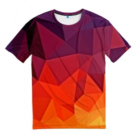 Мужская футболка 3D с принтом Geometric в Санкт-Петербурге, 100% полиэфир | прямой крой, круглый вырез горловины, длина до линии бедер | abstract | abstraction | color | geometry | mirror | polygon | абстракция | геометрия | грани | линии | полигоны | сочетания | треугольники