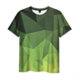 Мужская футболка 3D с принтом Хаки геометрия в Санкт-Петербурге, 100% полиэфир | прямой крой, круглый вырез горловины, длина до линии бедер | Тематика изображения на принте: зеленый | полигоны