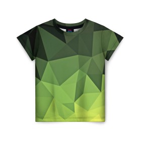 Детская футболка 3D с принтом Хаки геометрия в Санкт-Петербурге, 100% гипоаллергенный полиэфир | прямой крой, круглый вырез горловины, длина до линии бедер, чуть спущенное плечо, ткань немного тянется | Тематика изображения на принте: зеленый | полигоны