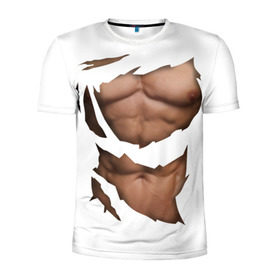 Мужская футболка 3D спортивная с принтом Идеальный рельеф в Санкт-Петербурге, 100% полиэстер с улучшенными характеристиками | приталенный силуэт, круглая горловина, широкие плечи, сужается к линии бедра | бодибилдинг | идеальное | креатив | мышцы | накаченный | пресс | рваная | рельеф | спорт | тело