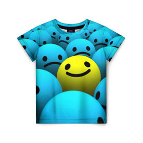 Детская футболка 3D с принтом Сохраняй оптимизм в Санкт-Петербурге, 100% гипоаллергенный полиэфир | прямой крой, круглый вырез горловины, длина до линии бедер, чуть спущенное плечо, ткань немного тянется | настроение | оптимизм | позитив | смайл | смайлик