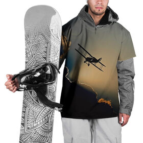 Накидка на куртку 3D с принтом Покоритель небес в Санкт-Петербурге, 100% полиэстер |  | Тематика изображения на принте: закат | кукурузник | небо | облака | самолёт | силуэт