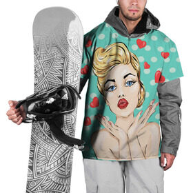 Накидка на куртку 3D с принтом Pop Art в Санкт-Петербурге, 100% полиэстер |  | горошек | губы | девушка | кружочки | поп арт | поцелуй | сердечки | текстура