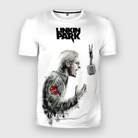 Мужская футболка 3D спортивная с принтом Linkin Park в Санкт-Петербурге, 100% полиэстер с улучшенными характеристиками | приталенный силуэт, круглая горловина, широкие плечи, сужается к линии бедра | chester | rip | альтернатива | линкин парк | рок | солист | умер честер беннингтон