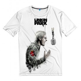 Мужская футболка 3D с принтом Linkin Park в Санкт-Петербурге, 100% полиэфир | прямой крой, круглый вырез горловины, длина до линии бедер | Тематика изображения на принте: chester | rip | альтернатива | линкин парк | рок | солист | умер честер беннингтон