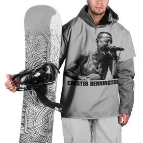 Накидка на куртку 3D с принтом Честер Беннингтон в Санкт-Петербурге, 100% полиэстер |  | Тематика изображения на принте: bennington | chester | linkin | park | rip | беннингтон | рок | честер