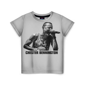 Детская футболка 3D с принтом Честер Беннингтон в Санкт-Петербурге, 100% гипоаллергенный полиэфир | прямой крой, круглый вырез горловины, длина до линии бедер, чуть спущенное плечо, ткань немного тянется | bennington | chester | linkin | park | rip | беннингтон | рок | честер