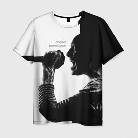 Мужская футболка 3D с принтом Chester Bennington в Санкт-Петербурге, 100% полиэфир | прямой крой, круглый вырез горловины, длина до линии бедер | chester bennington | рок