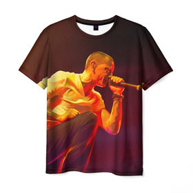 Мужская футболка 3D с принтом Chester Bennington в Санкт-Петербурге, 100% полиэфир | прямой крой, круглый вырез горловины, длина до линии бедер | chester bennington | рок