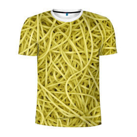 Мужская футболка 3D спортивная с принтом Макароны в Санкт-Петербурге, 100% полиэстер с улучшенными характеристиками | приталенный силуэт, круглая горловина, широкие плечи, сужается к линии бедра | веган | вемишель | диета | еда | лапша | паста | паттрен | спагетти | текстура