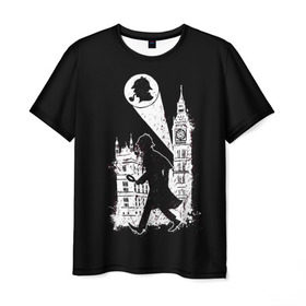 Мужская футболка 3D с принтом Шерлок Холмс в Санкт-Петербурге, 100% полиэфир | прямой крой, круглый вырез горловины, длина до линии бедер | holmes | sherlock | sherlock holmes | англия | великобритания | сыщик | холмс | шерлок