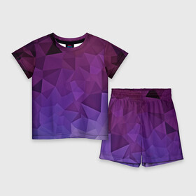 Детский костюм с шортами 3D с принтом Фиолетовые грани в Санкт-Петербурге,  |  | abstract | abstraction | color | geometry | mirror | polygon | абстракция | геометрия | грани | линии | полигоны | сочетания | стекло | треугольники
