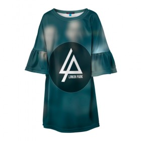 Детское платье 3D с принтом Для любителя Linkin Park в Санкт-Петербурге, 100% полиэстер | прямой силуэт, чуть расширенный к низу. Круглая горловина, на рукавах — воланы | linkin park | беннингтон | линкин парк | логотип | майк | рок | честер | честор | шинода