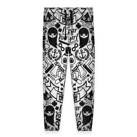 Женские брюки 3D с принтом Tokyo Tattoo Sticker Bomb в Санкт-Петербурге, полиэстер 100% | прямой крой, два кармана без застежек по бокам, с мягкой трикотажной резинкой на поясе и по низу штанин. В поясе для дополнительного комфорта — широкие завязки | Тематика изображения на принте: casual | design | pattern | ray ban | skull | street | texture | urban | дизайн | индеец | мода | очки | повтор | принт | стикербомб | стикеры | тату | текстура | узор | улица | хулиган | череп | шляпа