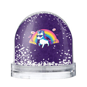 Снежный шар с принтом Радужный Единорог в Очках в Санкт-Петербурге, Пластик | Изображение внутри шара печатается на глянцевой фотобумаге с двух сторон | colors | pizza | pony | rainbow | unicorn | бекон | единорог | конь | очки | пицца | пони | пончик | радуга | рог | солнцезащитные очки