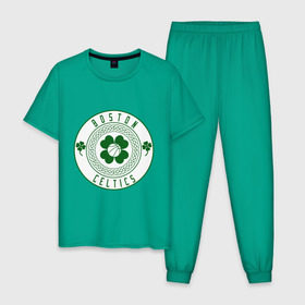 Мужская пижама хлопок с принтом Boston Celtics в Санкт-Петербурге, 100% хлопок | брюки и футболка прямого кроя, без карманов, на брюках мягкая резинка на поясе и по низу штанин
 | basketball | boston | celtics | nba | баскетбол | бостон | келтикс | нба | селтикс | спорт