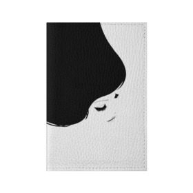 Обложка для паспорта матовая кожа с принтом Лицо и волосы девушки в Санкт-Петербурге, натуральная матовая кожа | размер 19,3 х 13,7 см; прозрачные пластиковые крепления | Тематика изображения на принте: белое | брови | волосы | глаза | голова | губы | девочка | девушка | женщина | инь янь | красивая | переход | текстура | черное